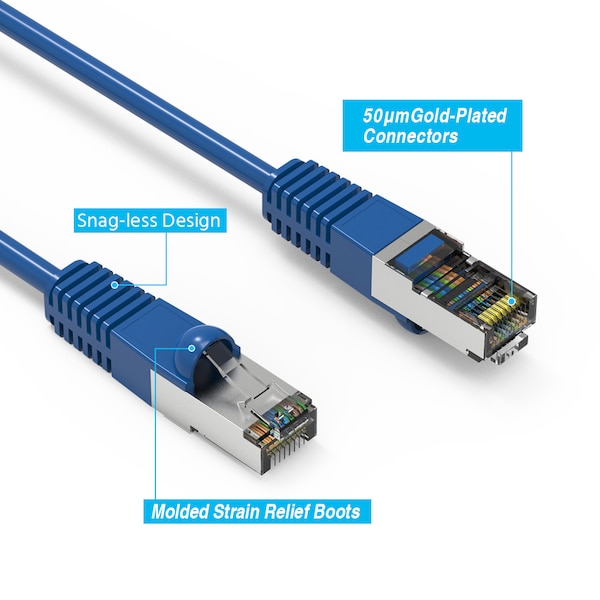 CAT7 Shielded (SSTP) 600MHz Ethernet Network Booted Cable- 80ft- Blue